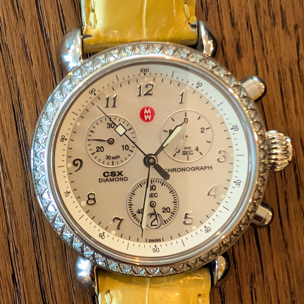 Michele CSX Diamond Watch with 9 Genuine Leather Michele Bands